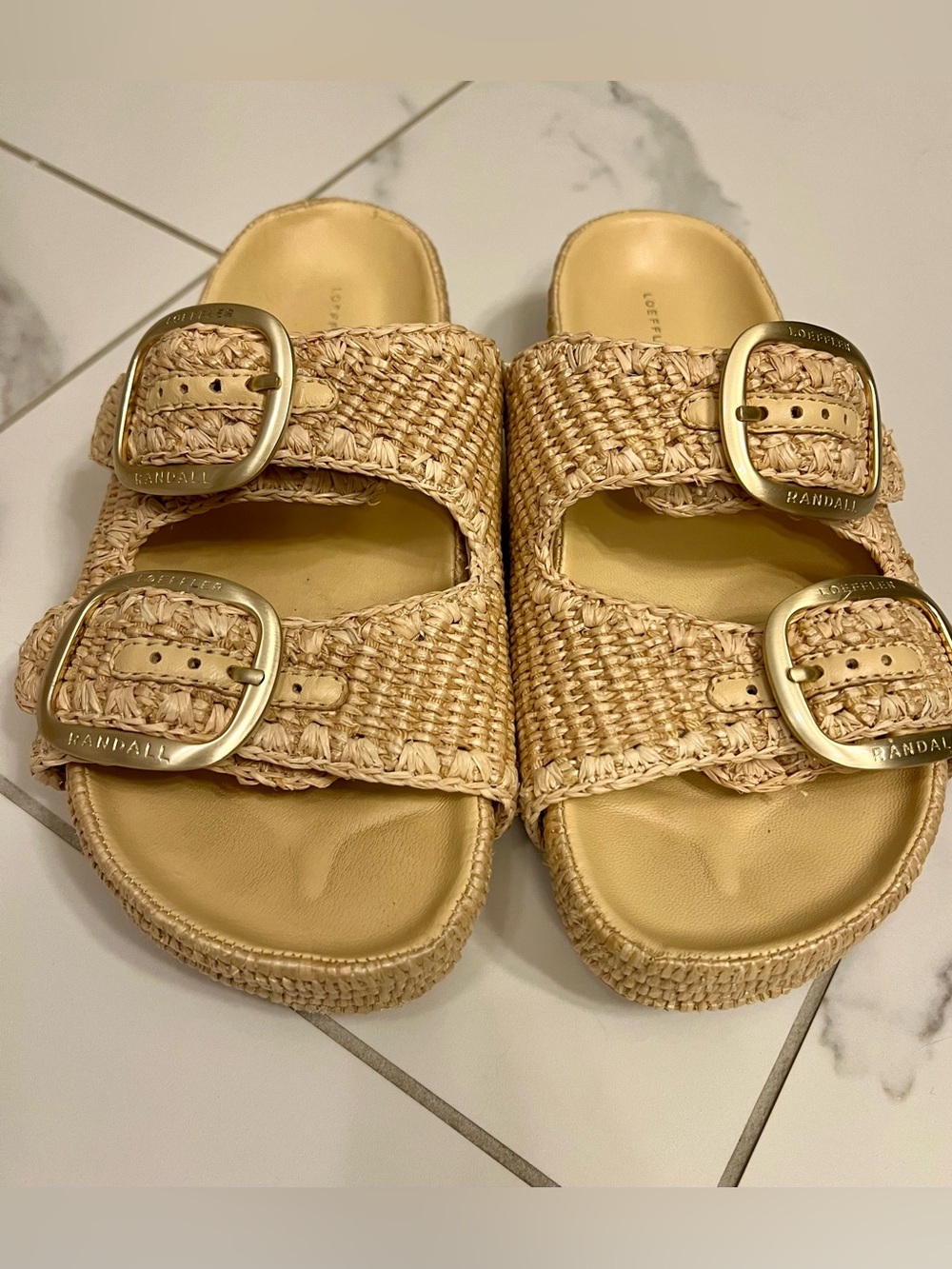 Loeffler Randall Nico Raffia Sandals, 7.5